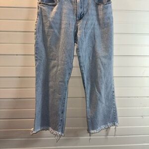 Rewash Light Blue Cropped Jeans with Frayed Hem